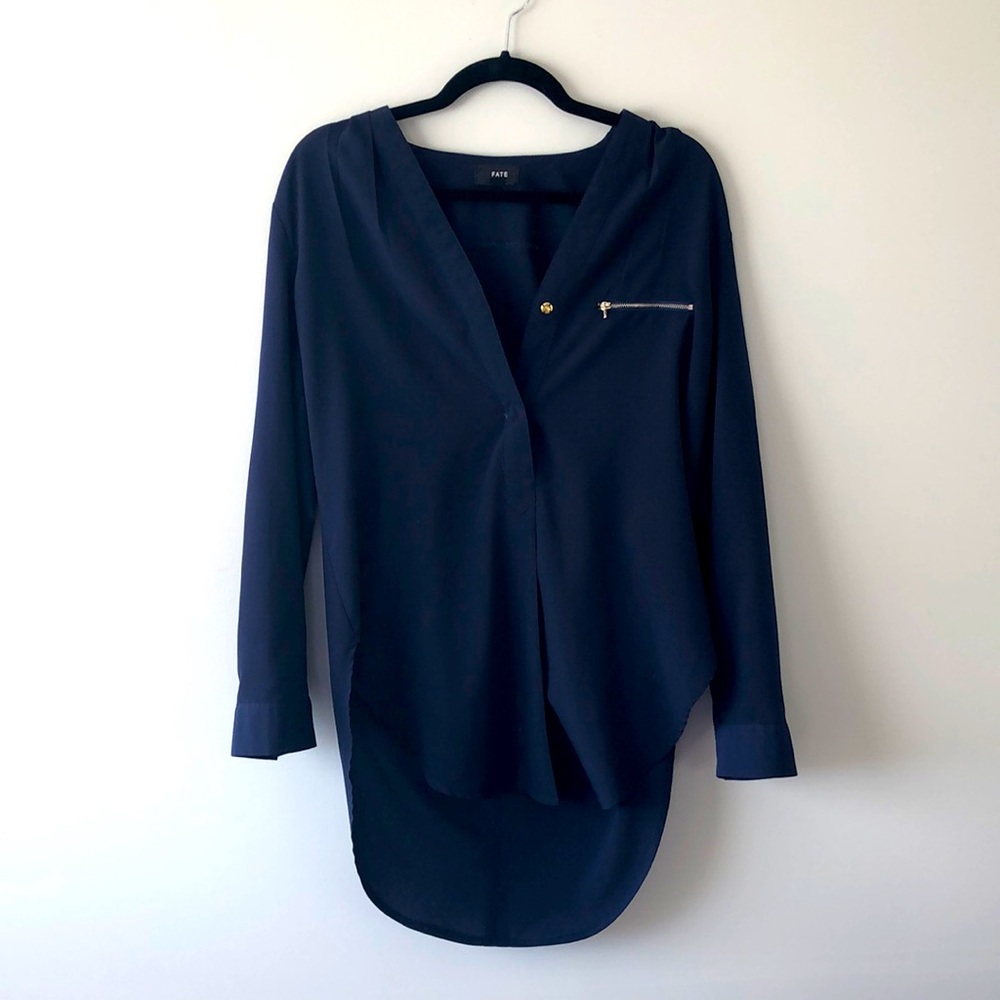 Dark Blue Sheer Top